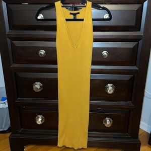 Mustard V Neck Tank Top Bodycon Midi Dress